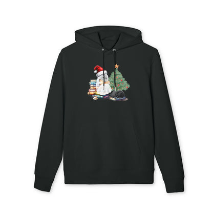 Christmas Reading Hoodie — Cozy Ghost, Books & Cat Under The Tree Holiday Pullover